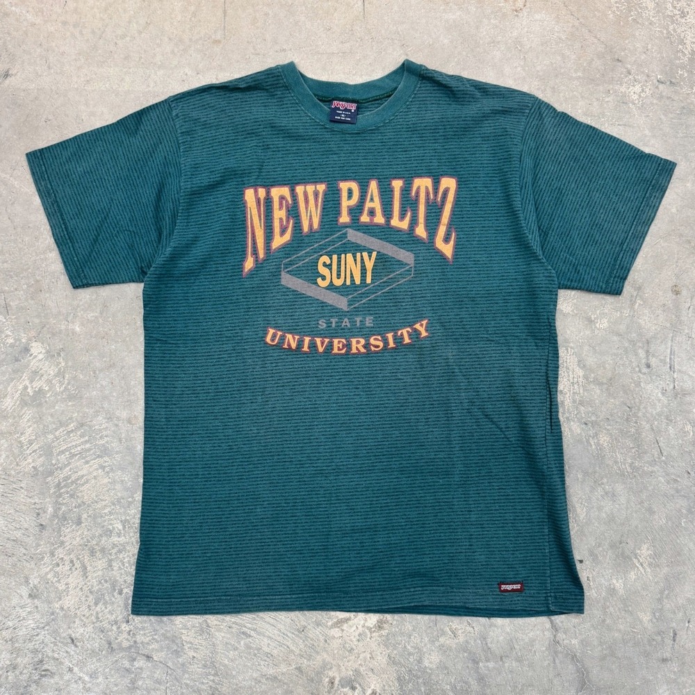 Vintage 90's Jansport New Paltz SUNY Purchase New York Grey Tee Shirt